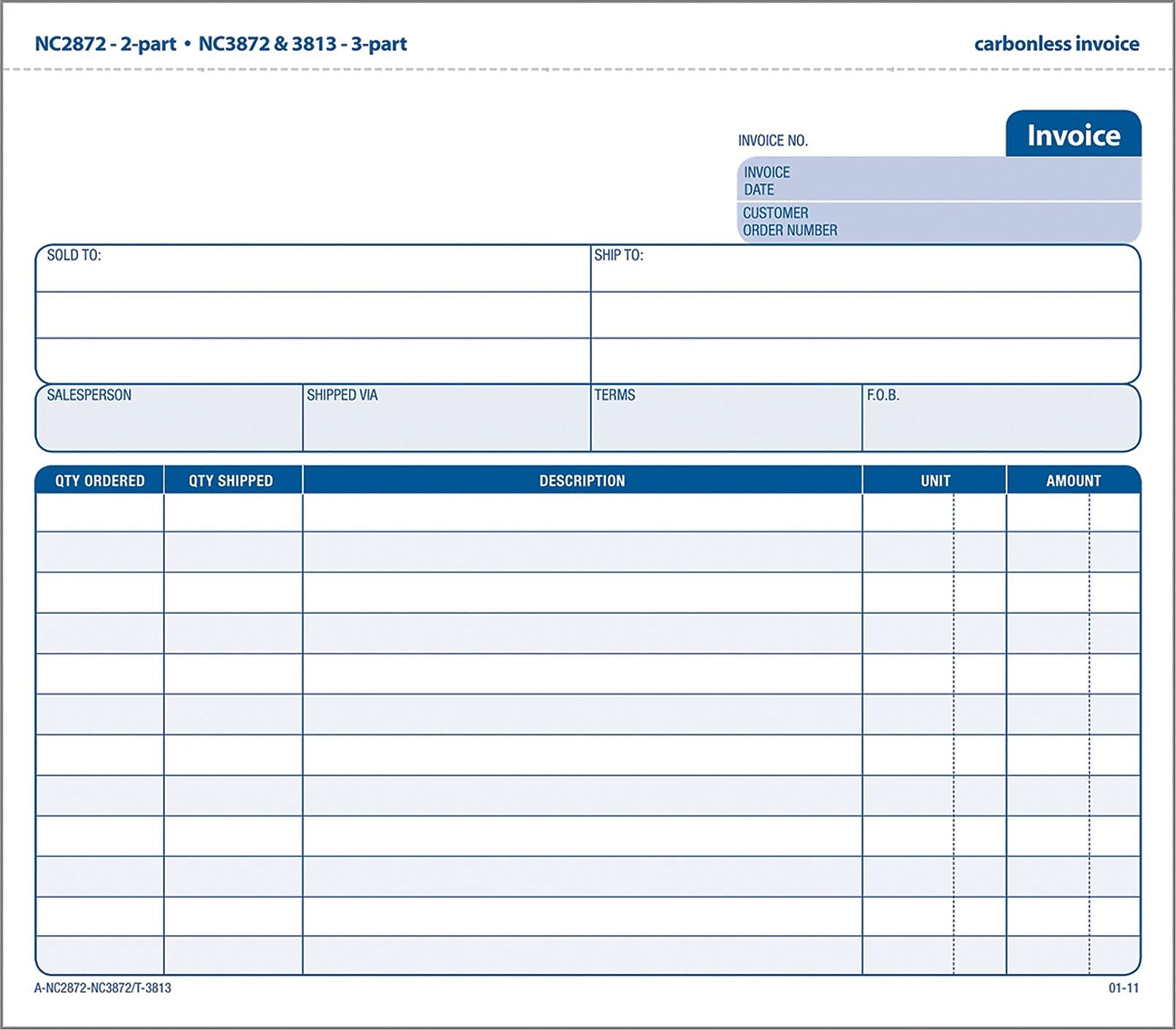 Adams 2-Part Carbonless Invoices, 8-1/2