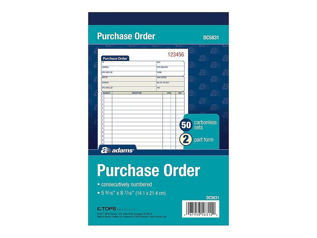 Adams 2-Part Carbonless Purchase Requisitions, 8.44