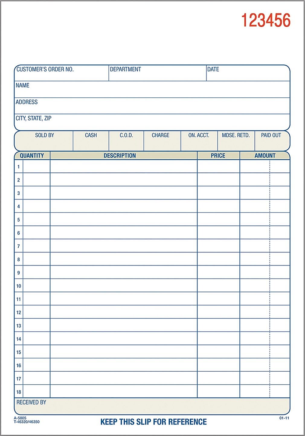 Adams 2-Part Carbonless Work Orders, 5.5625" x 8.4375", 10 Sets/Book, /Box