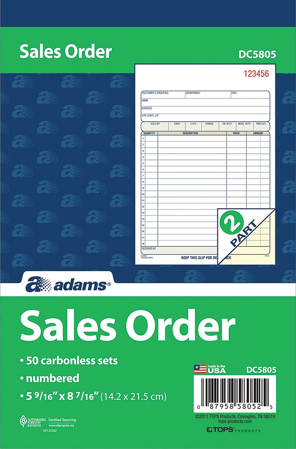 Adams 2-Part Carbonless Work Orders, 5.5625" x 8.4375", 10 Sets/Book, /Box