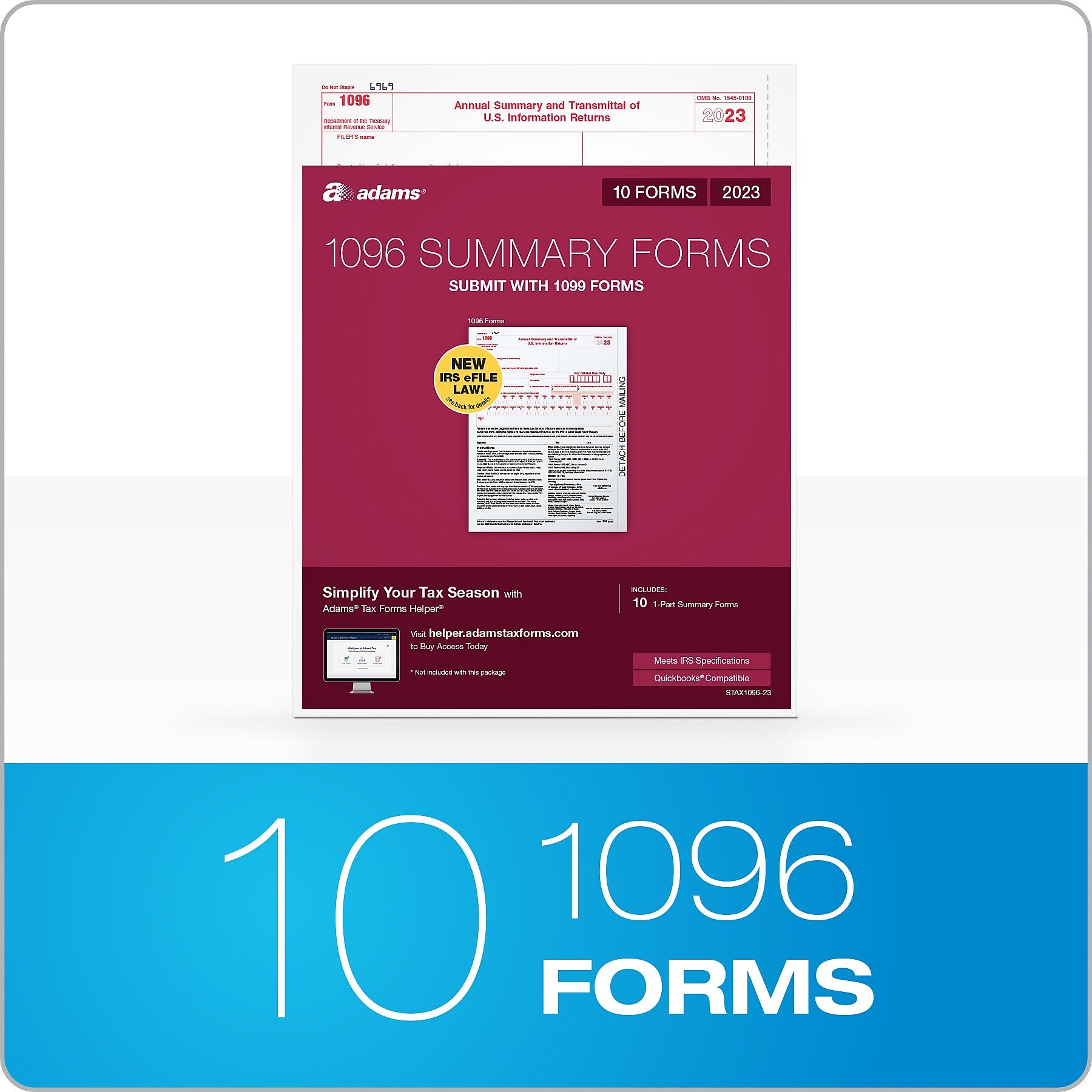 Adams 2023 1096 Summary Tax Forms, 10/Pack