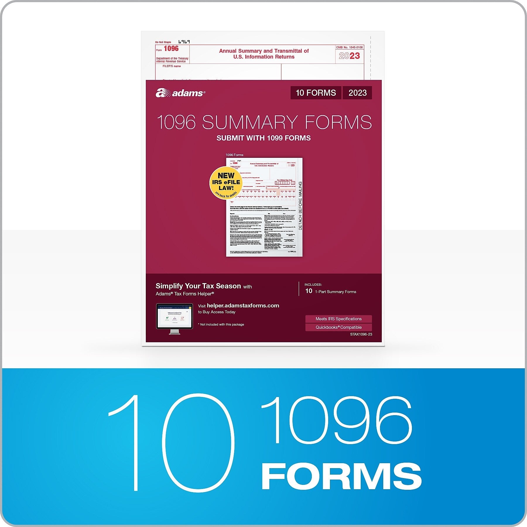 Adams 2023 1096 Summary Tax Forms, 10/Pack