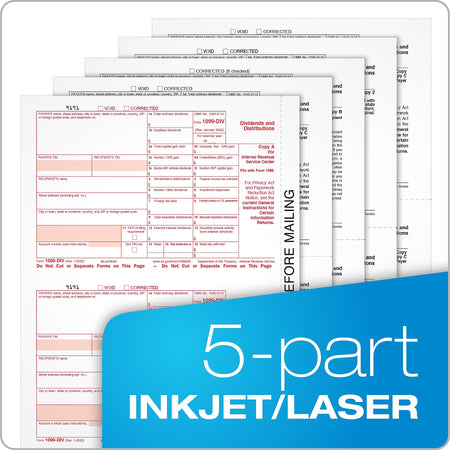 Adams 2023 1099-DIV Tax Forms, 5-Part, 10/Pack