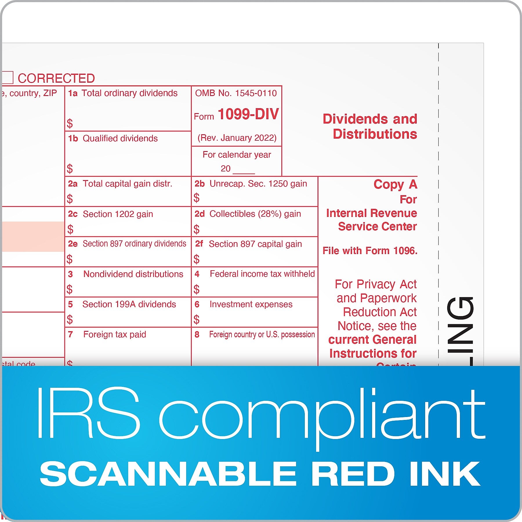 Adams 2023 1099-DIV Tax Forms, 5-Part, 10/Pack