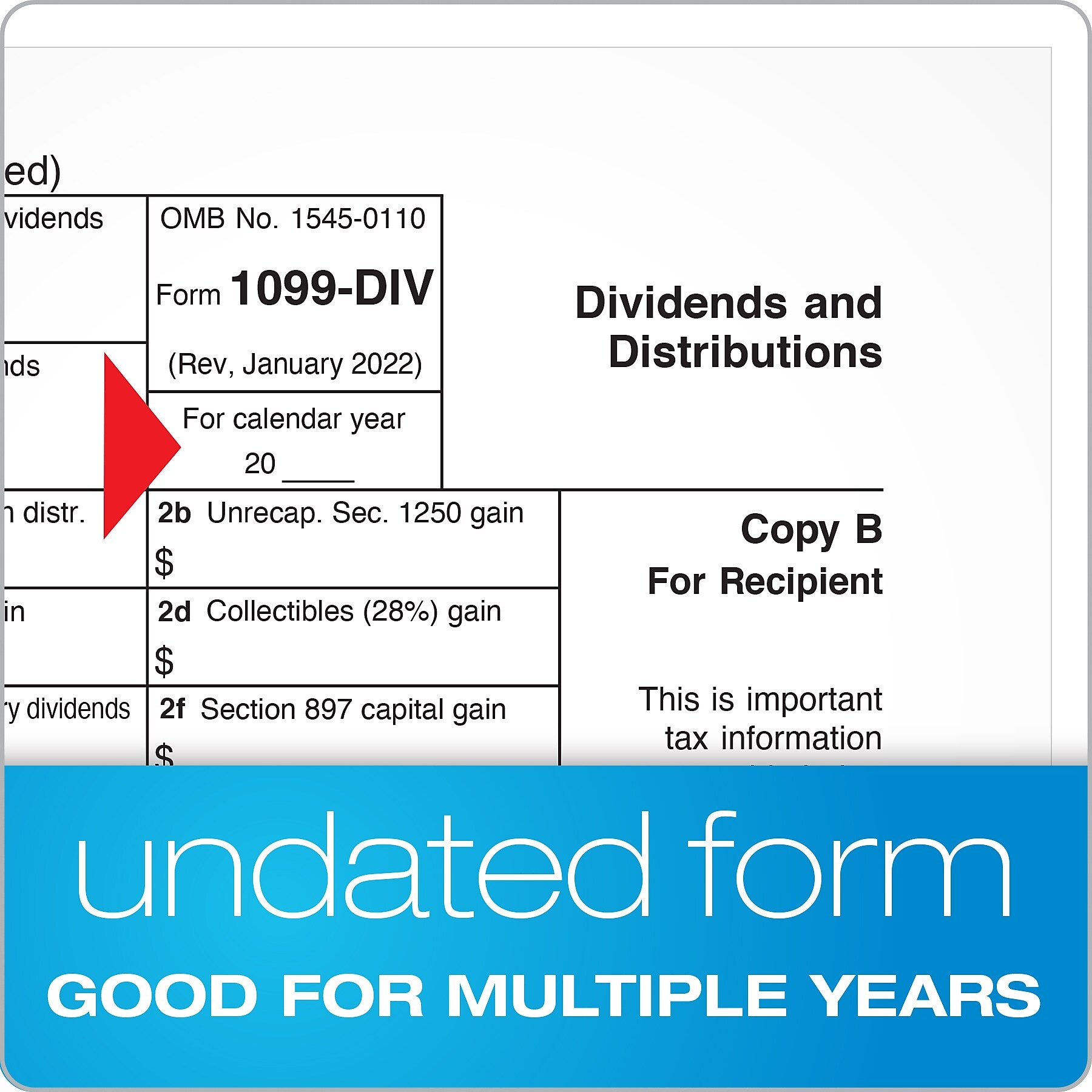 Adams 2023 1099-DIV Tax Forms, 5-Part, 10/Pack