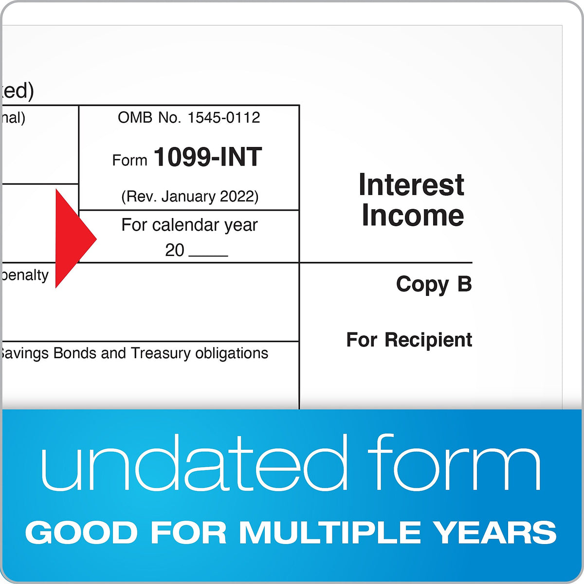 Adams 2023 1099-INT Tax Forms with Self Seal Envelopes, 5-Part, 12/Pack