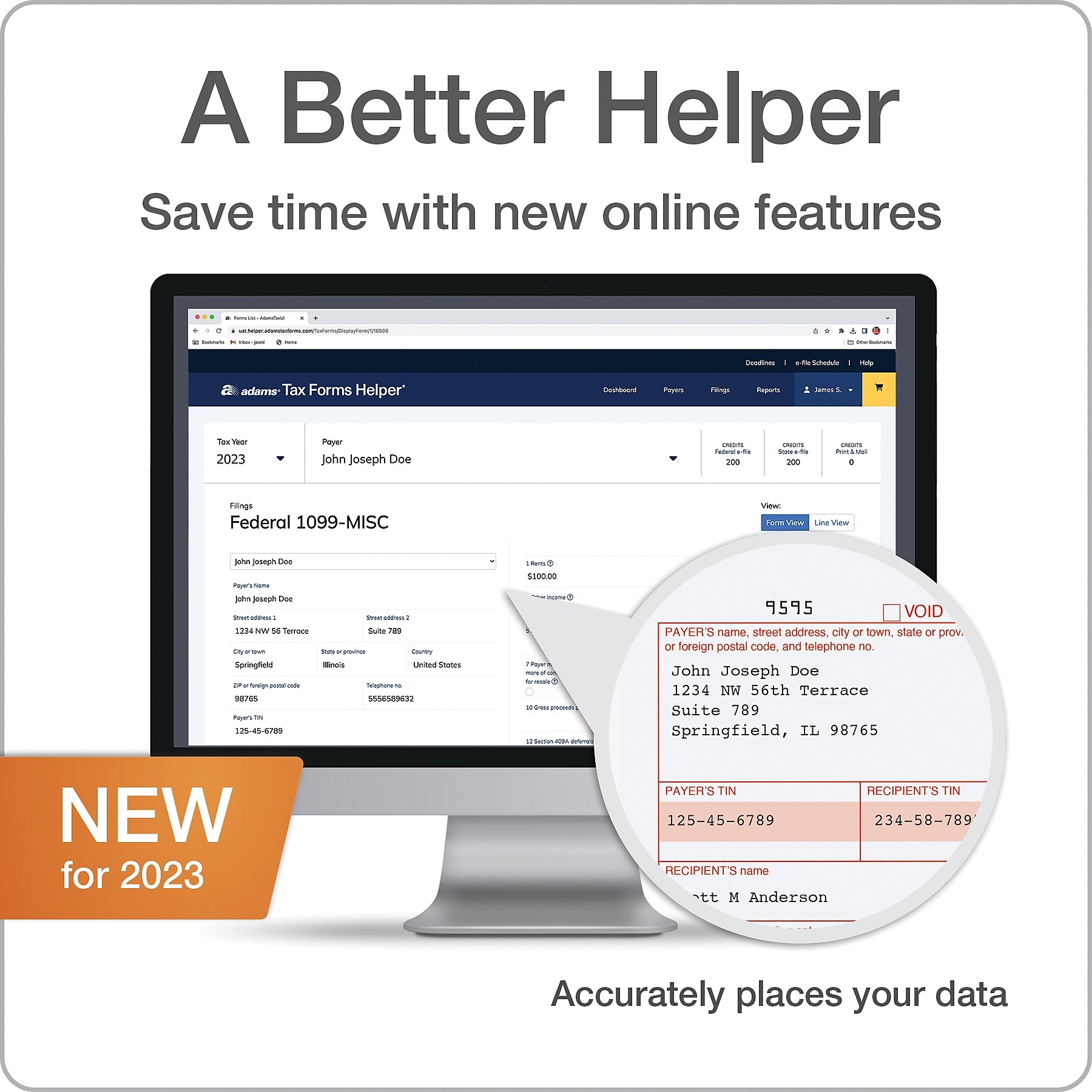 Adams 2023 1099-MISC Tax Forms Kit with Adams Tax Forms Helper and 5 Free eFiles, 24/Pack