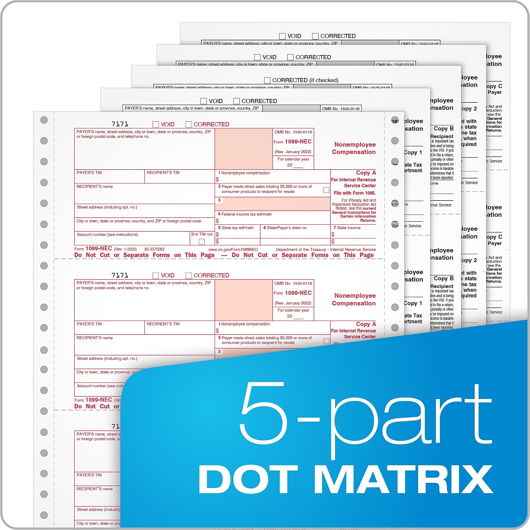 Adams 2023 1099-NEC Continuous-Feed Tax Forms with 1096 Forms, 5-Part, 24/Pack