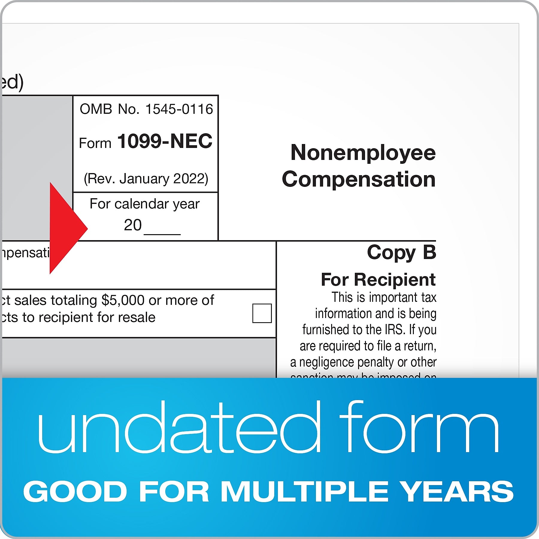 Adams 2023 1099-NEC Continuous-Feed Tax Forms with 1096 Forms, 5-Part, 24/Pack