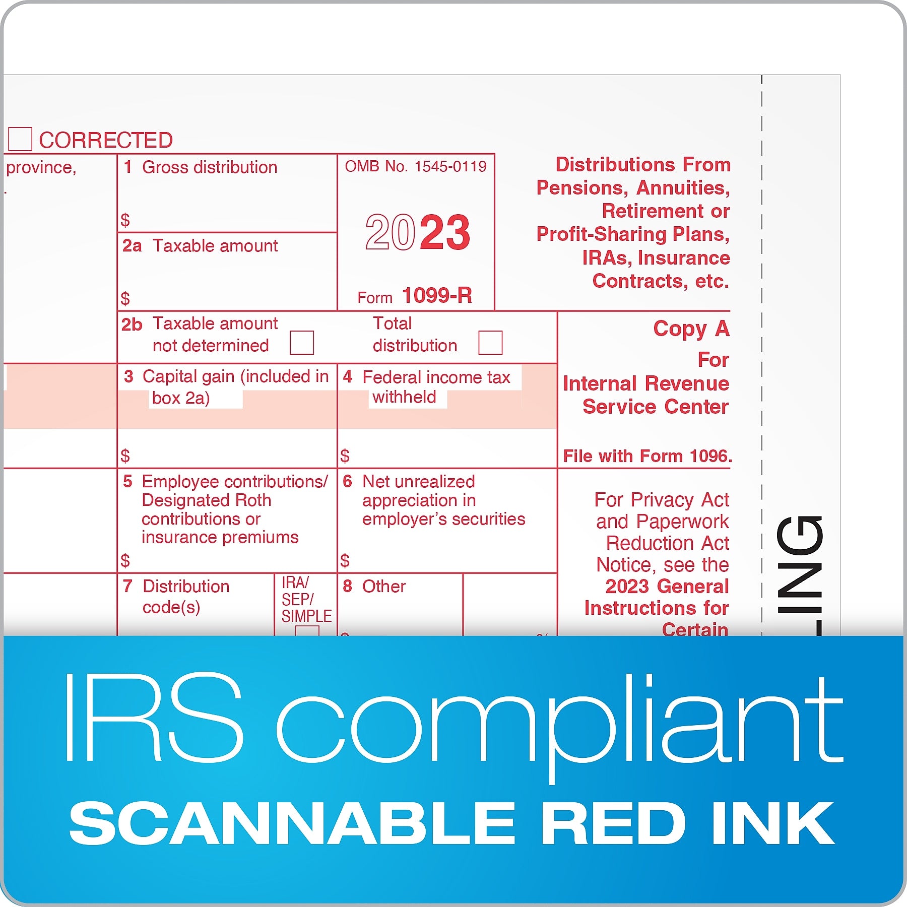 Adams 2023 1099-R Tax Forms, 6-Part, 10/Pack