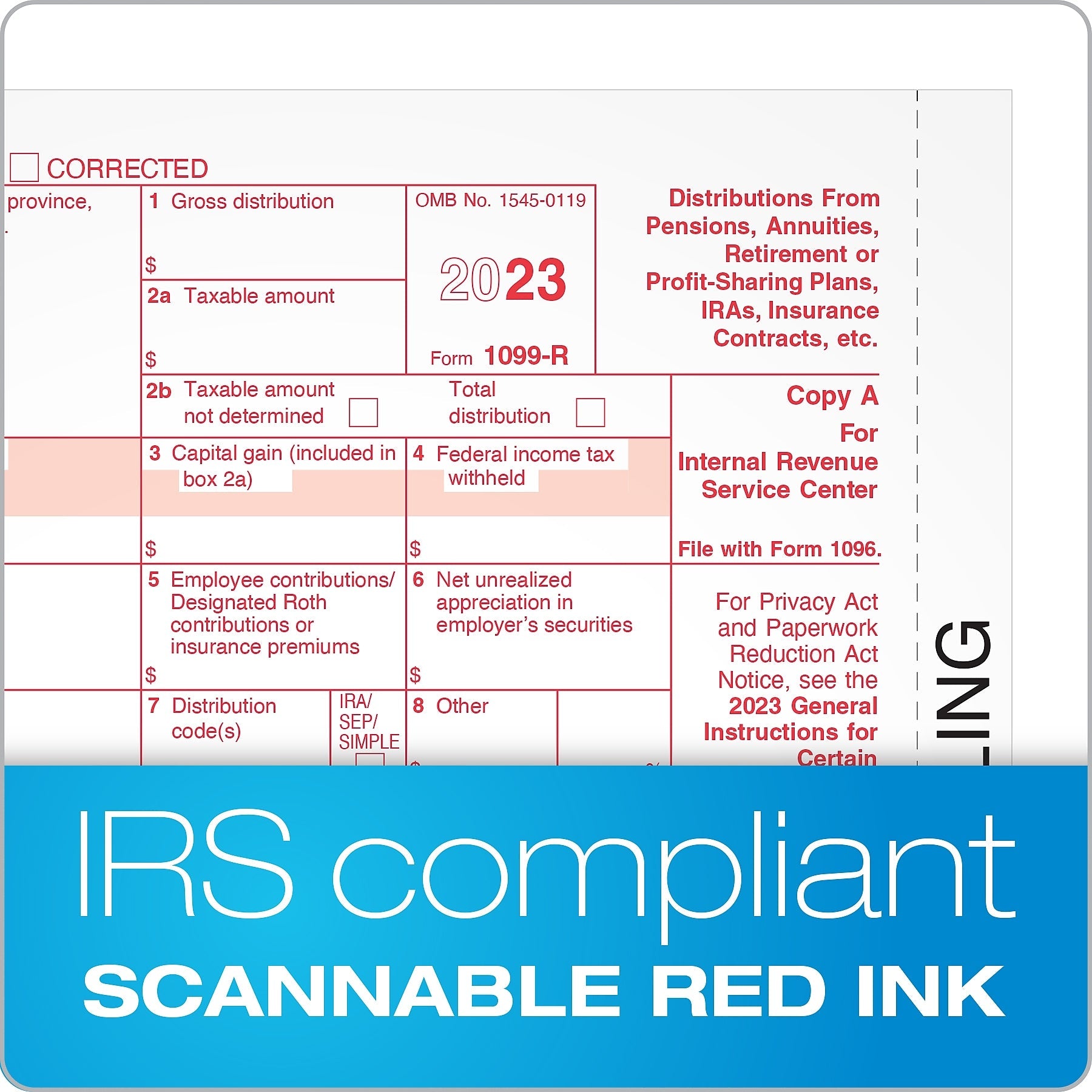 Adams 2023 1099-R Tax Forms, 6-Part, 10/Pack