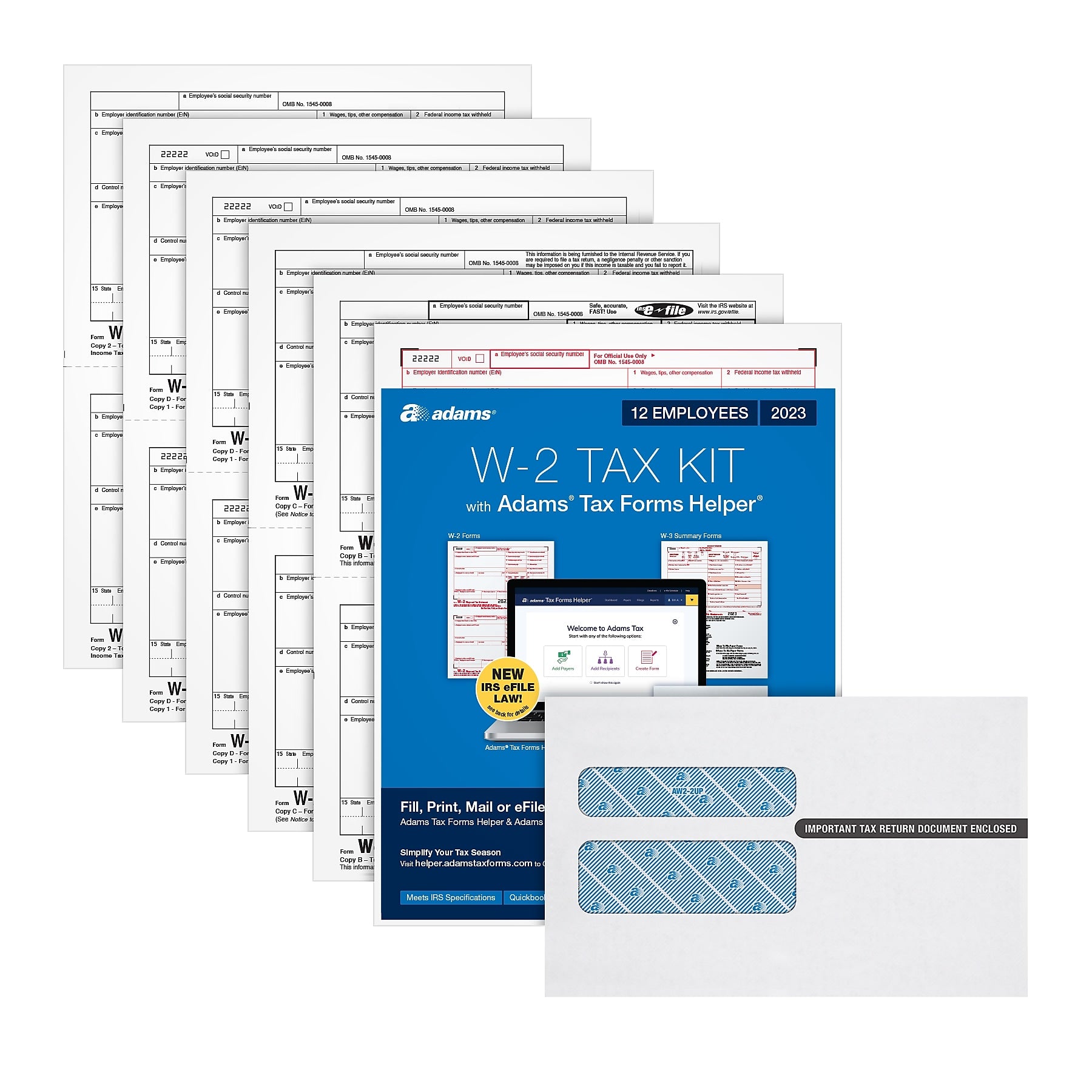 Adams 2023 W-2 Tax Form, 6-Part, 2-Up, 12/Pack