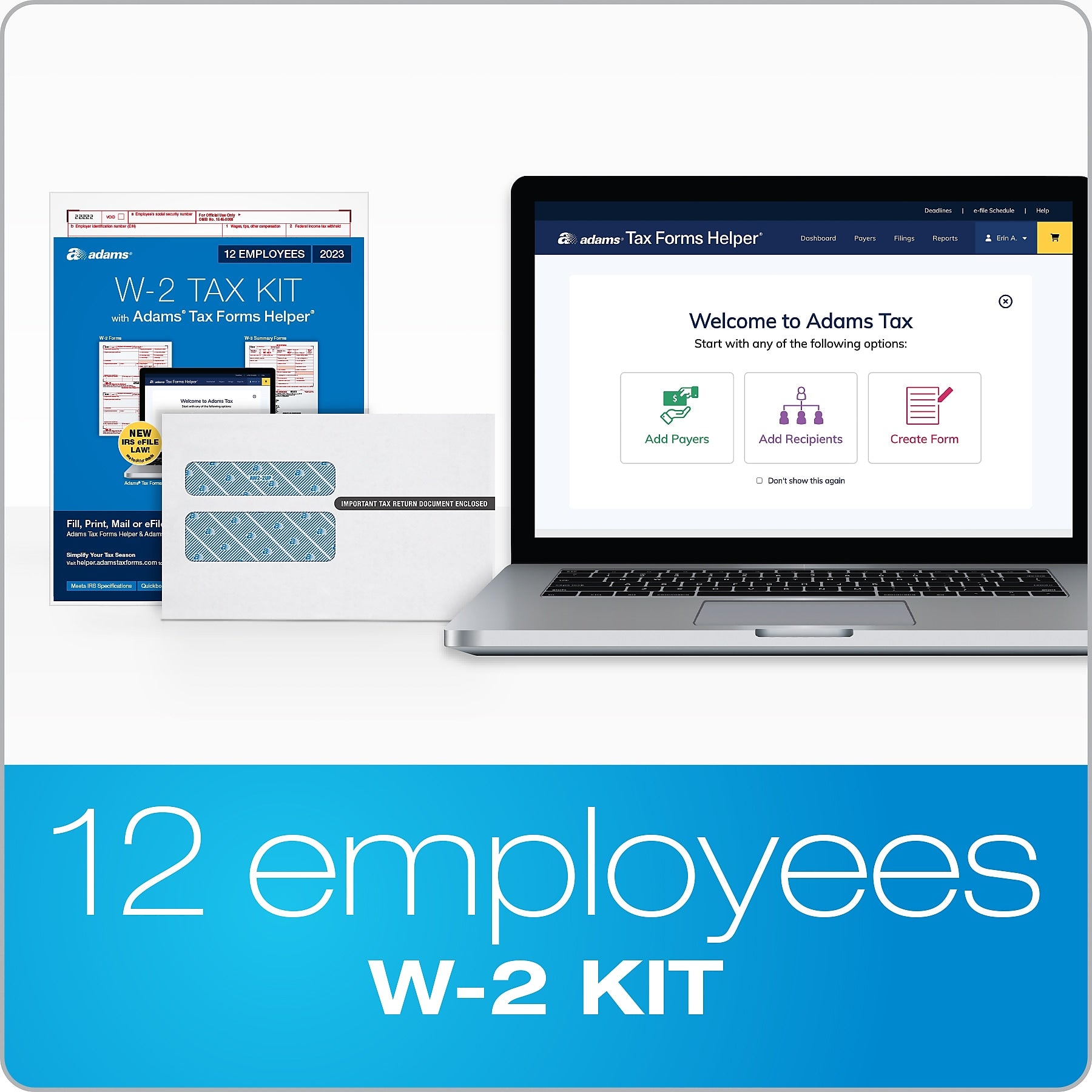 Adams 2023 W-2 Tax Form, 6-Part, 2-Up, 12/Pack