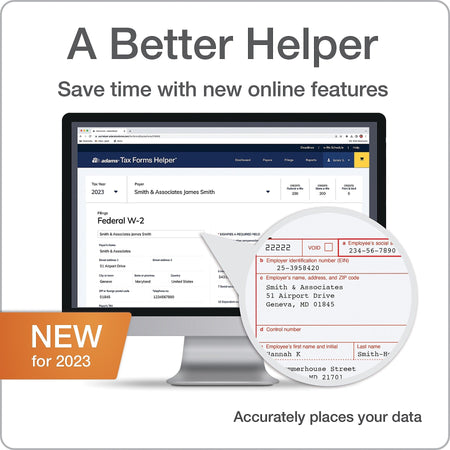 Adams 2023 W2 Tax Forms Kit with Adams Tax Forms Helper and 10 Free eFiles, 50/Pack