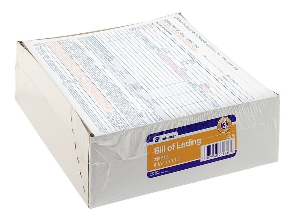 Adams 3-Part Carbonless Bill of Lading, 8.5
