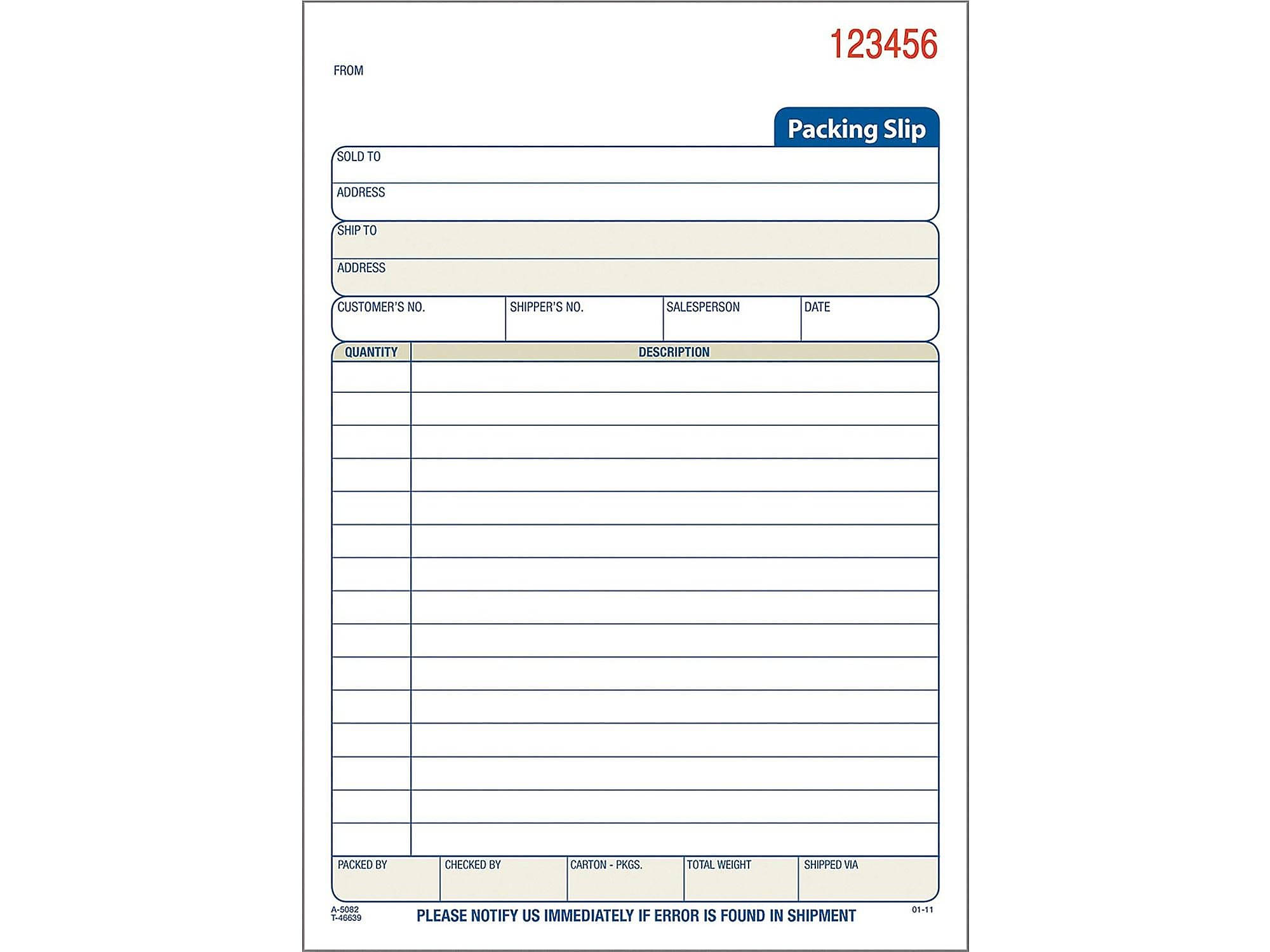 Adams 3-Part Carbonless Packing Slips, 7.94"L x 5.56"W, 50 Sets/Book