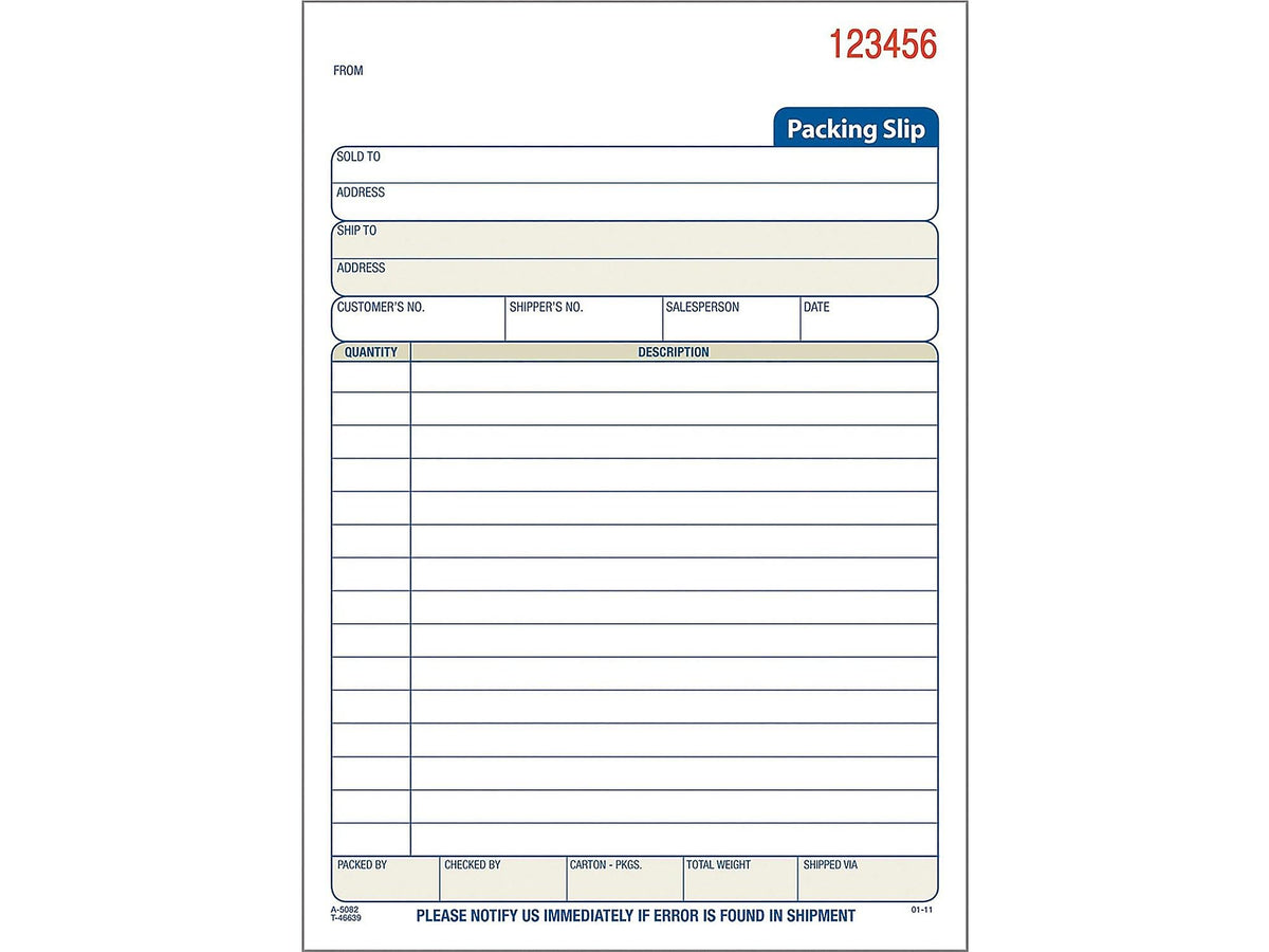 Adams 3-Part Carbonless Packing Slips, 7.94