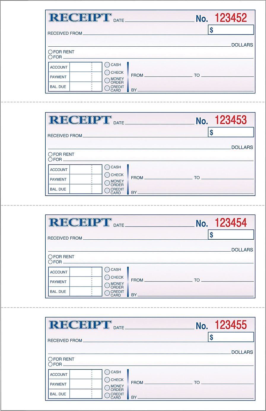 Adams 3-Part Carbonless Receipt Book, 10.88