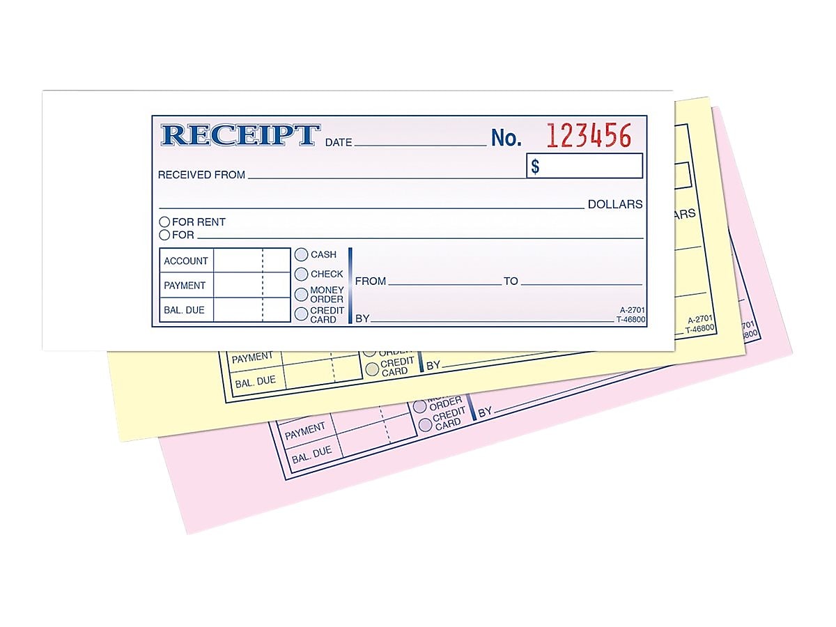 Adams 3-Part Carbonless Receipts Book, 7.19