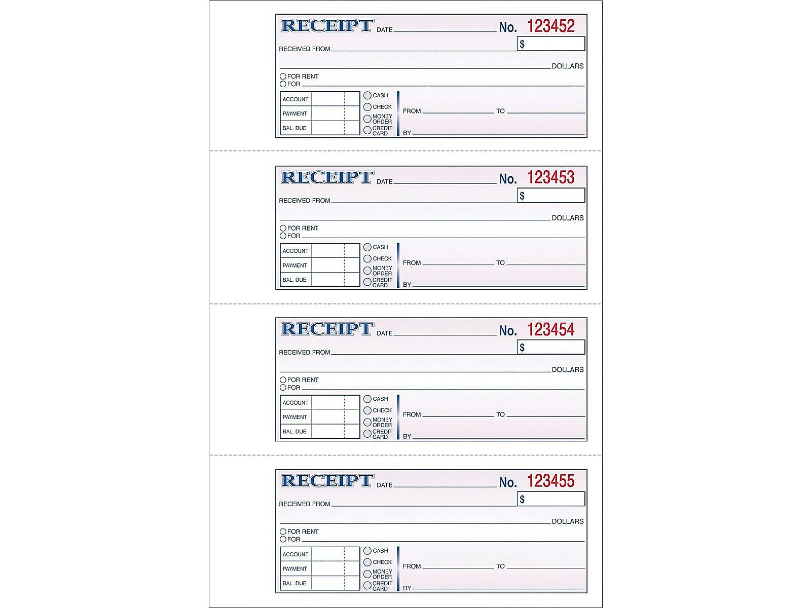 Adams 3-Part Carbonless Receipts Hardbound Book, 2.75