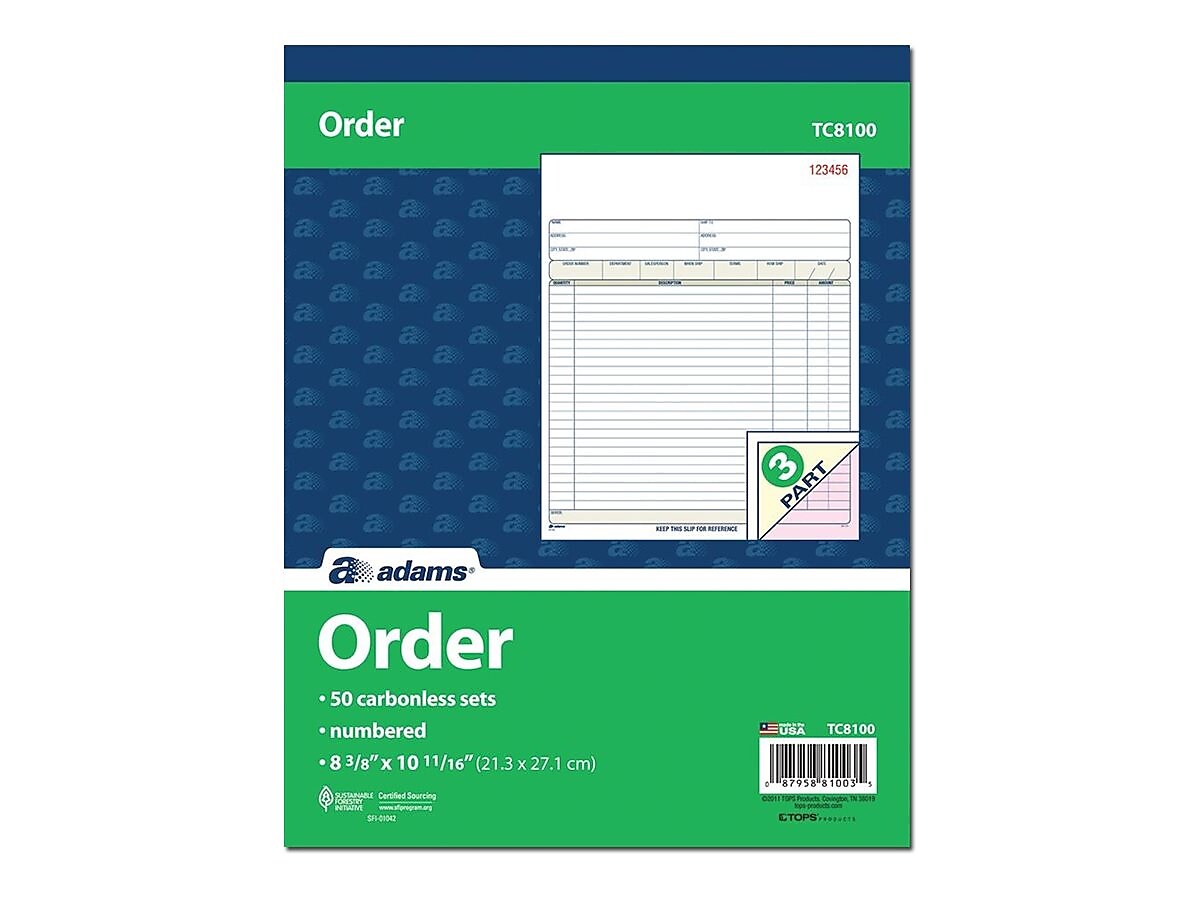 Adams 3-Part Carbonless Sales Orders, 10.69