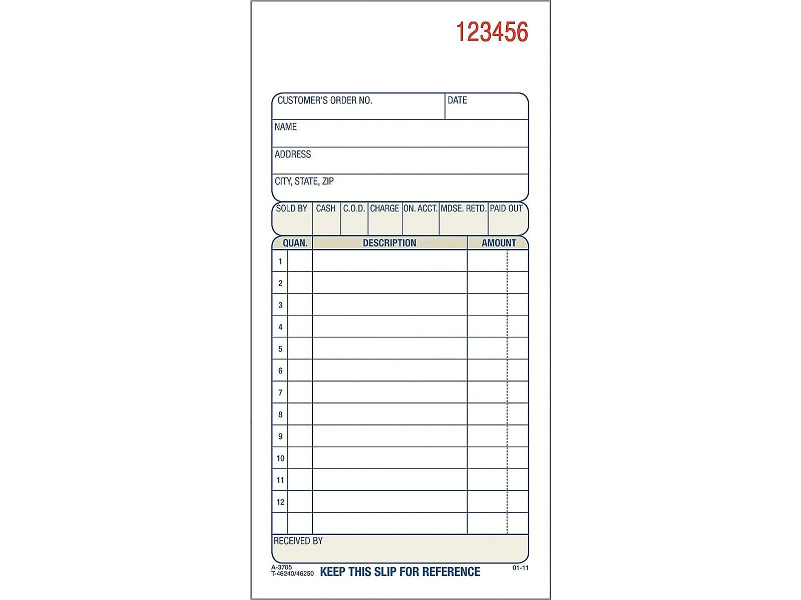 Adams 3-Part Carbonless Sales Orders, 7.19
