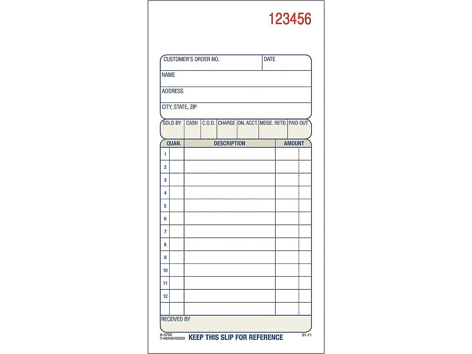 Adams 3-Part Carbonless Sales Orders, 7.19