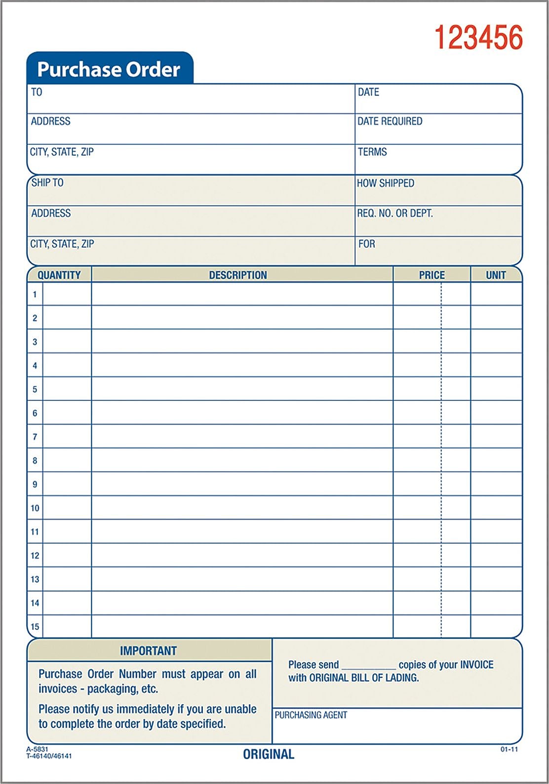 Adams 3-Part Carbonless Work Orders, 8.44