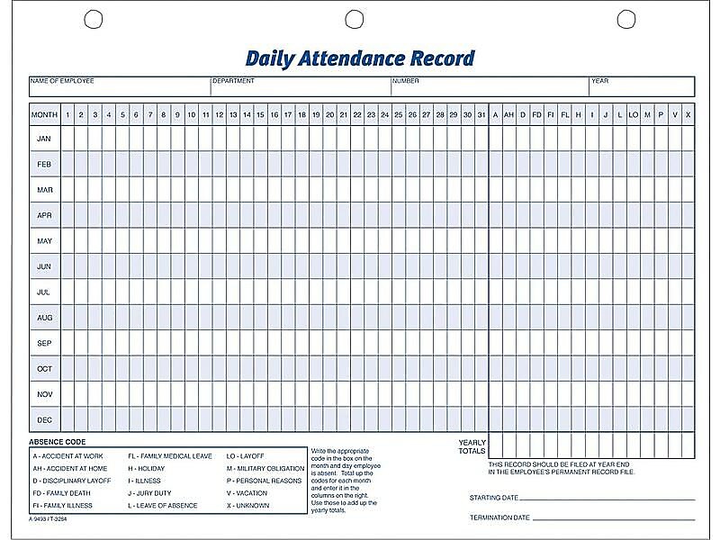 Adams Attendance Records, 50/Pack