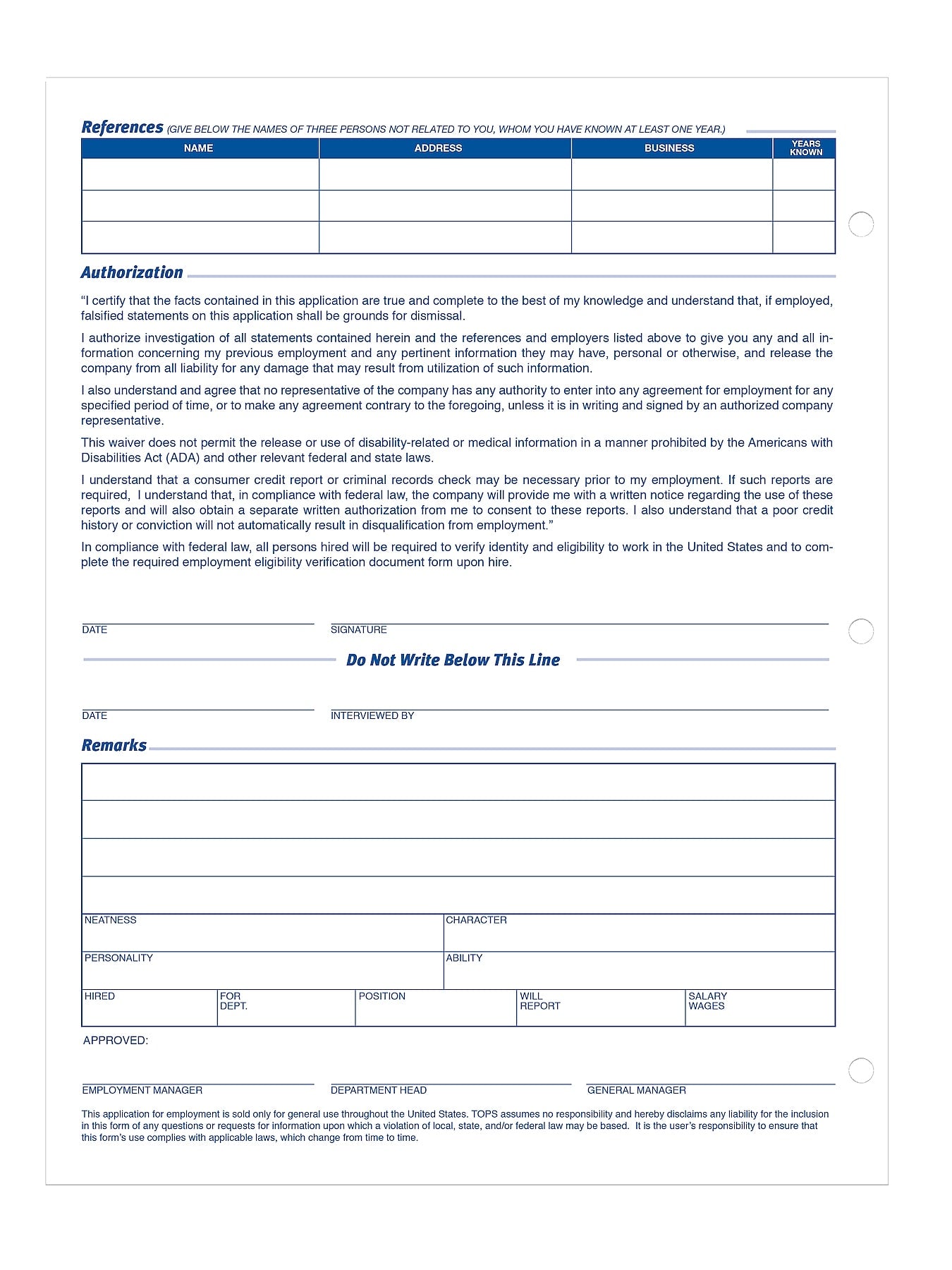 Adams Employment Applications, 50/Pad, 2 Pads/Pack