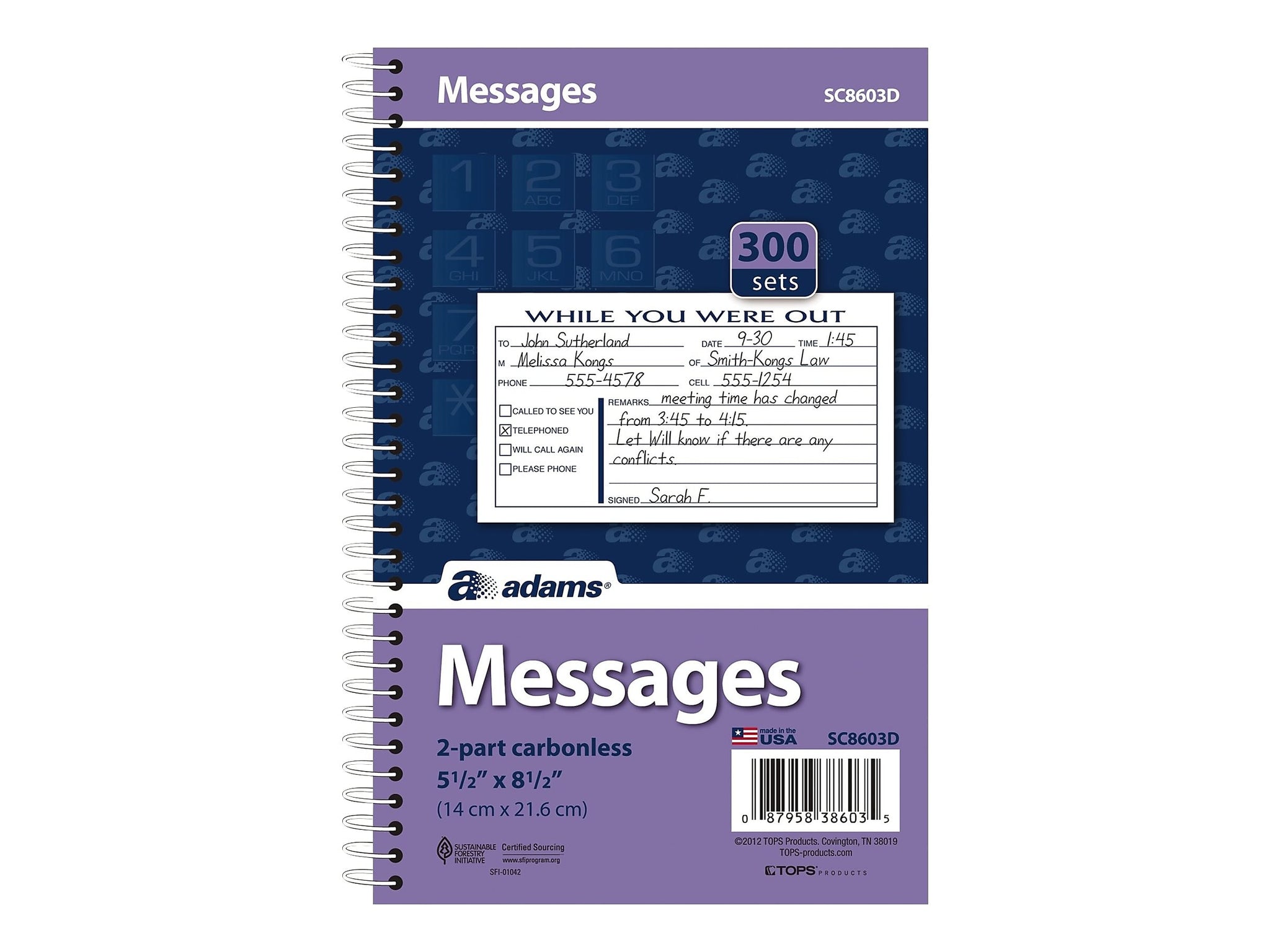 Adams Phone Message Pad, 5.5