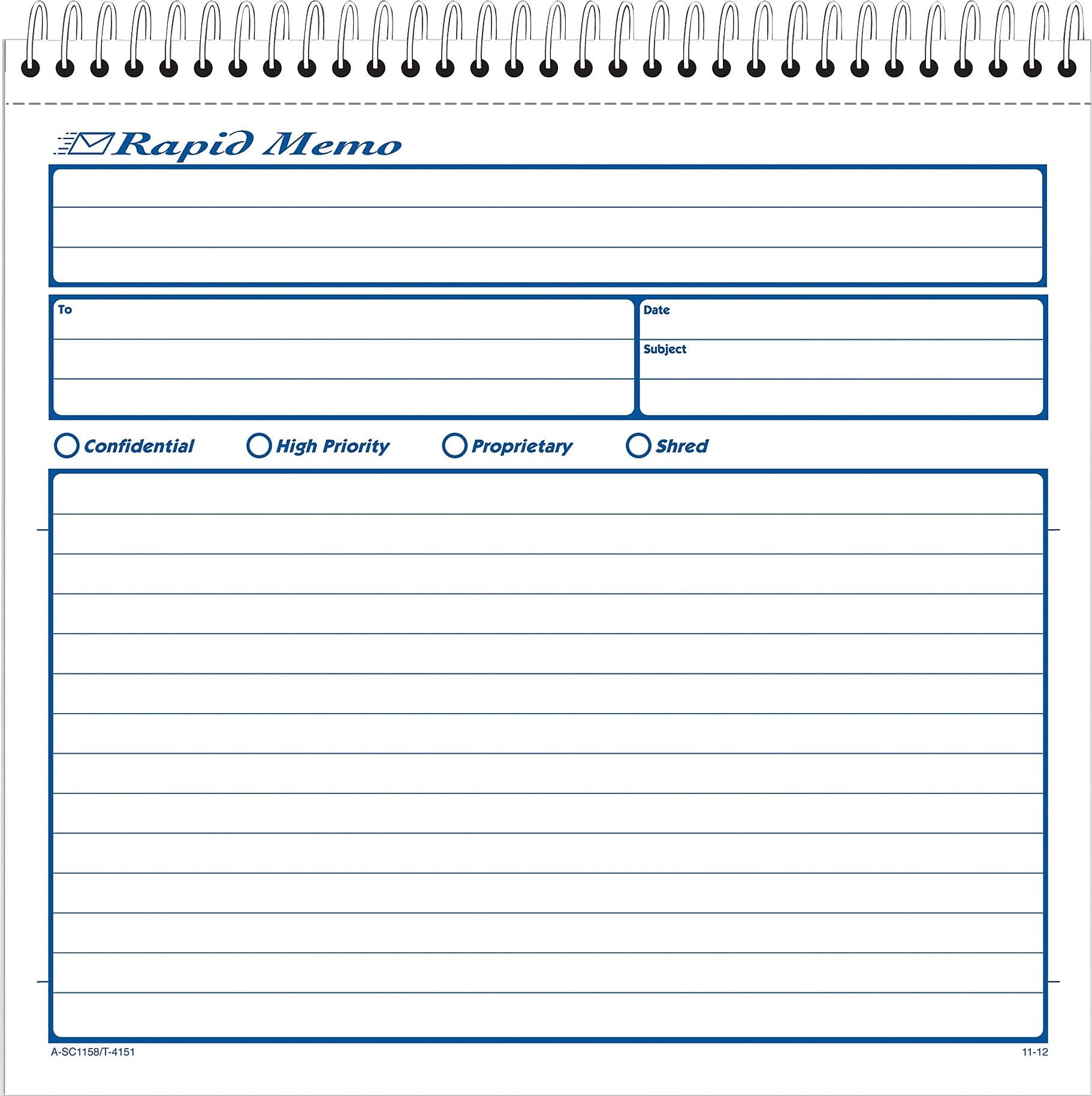 Adams Spiral Memo Books, 8-1/2