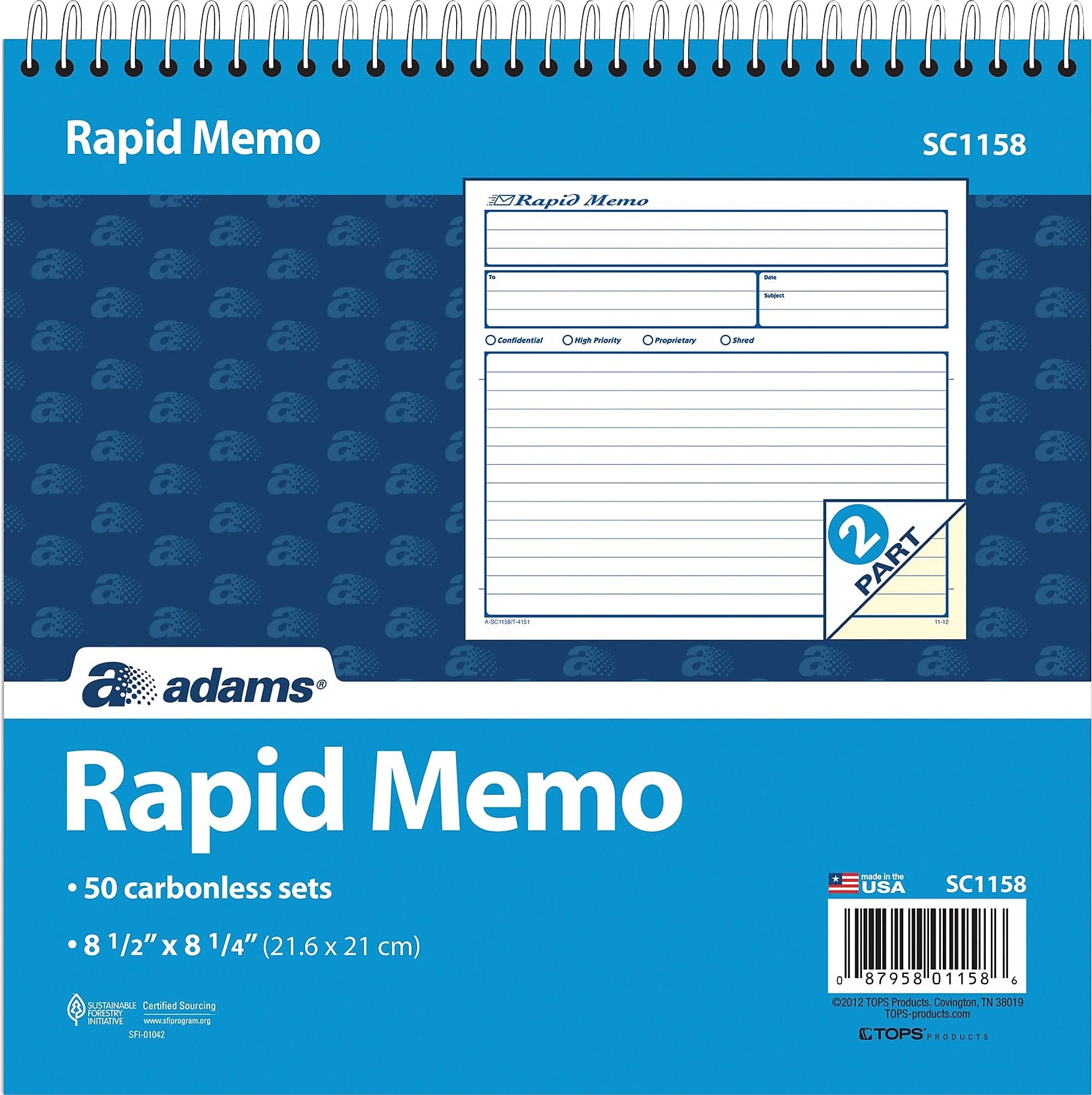 Adams Spiral Memo Books, 8-1/2