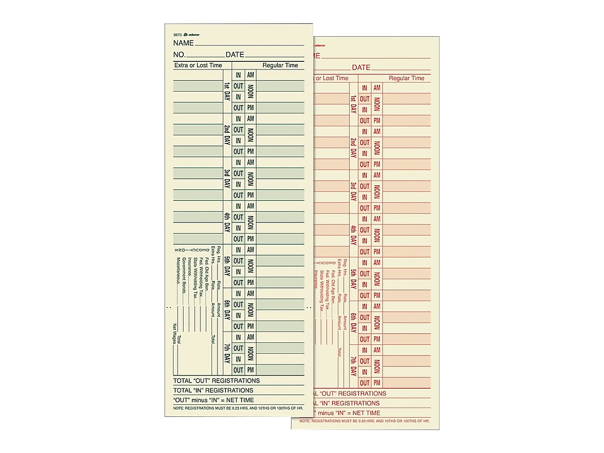 Adams Time Cards, 200/Pack