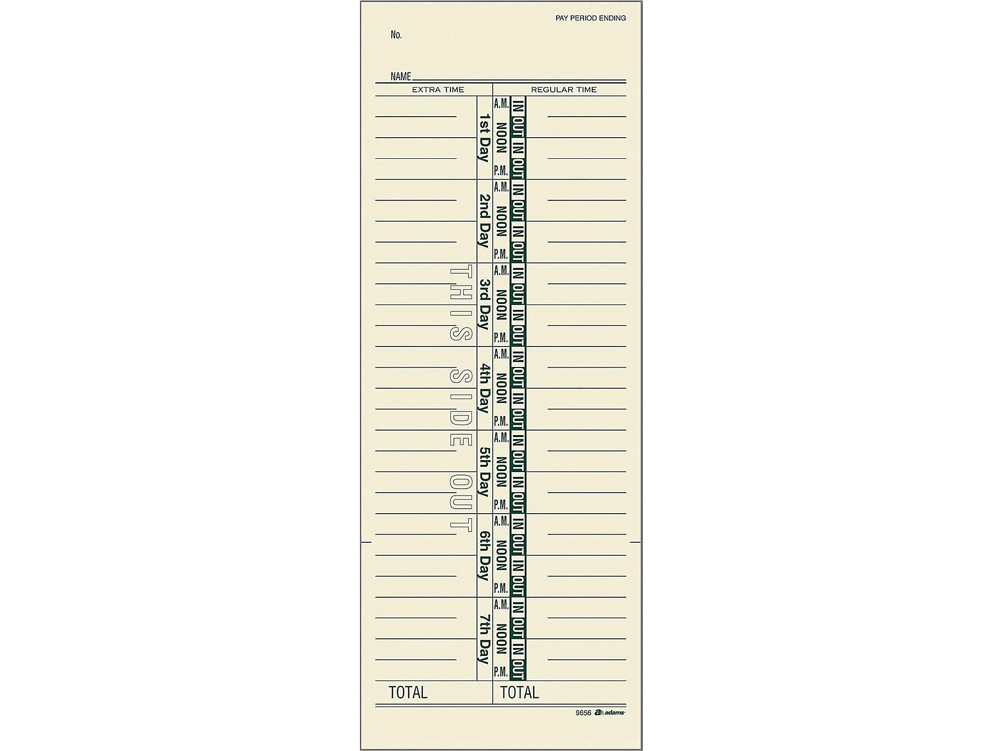 Adams Time Cards, 200/Pack