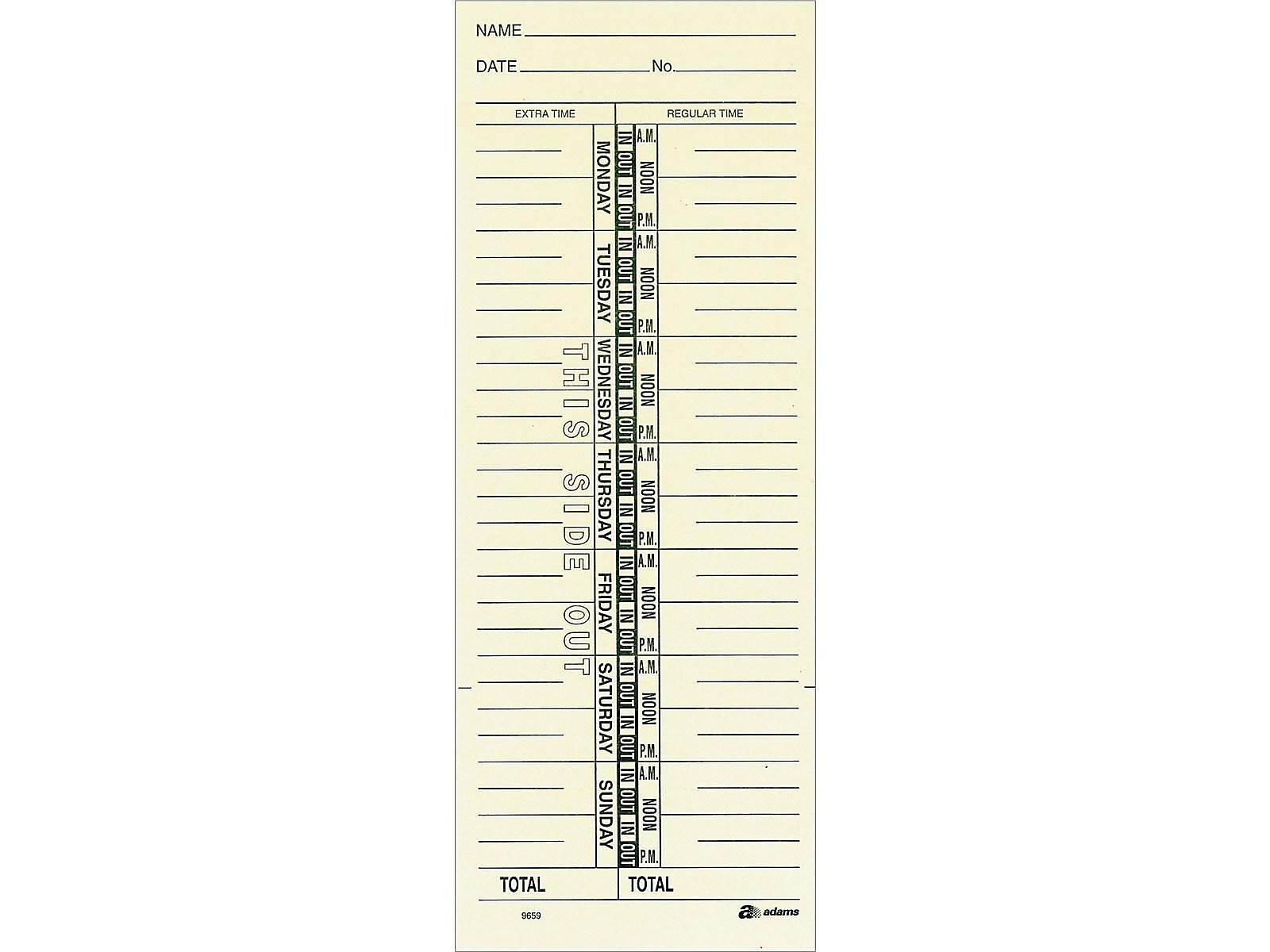 Adams Time Cards, 200/Pack