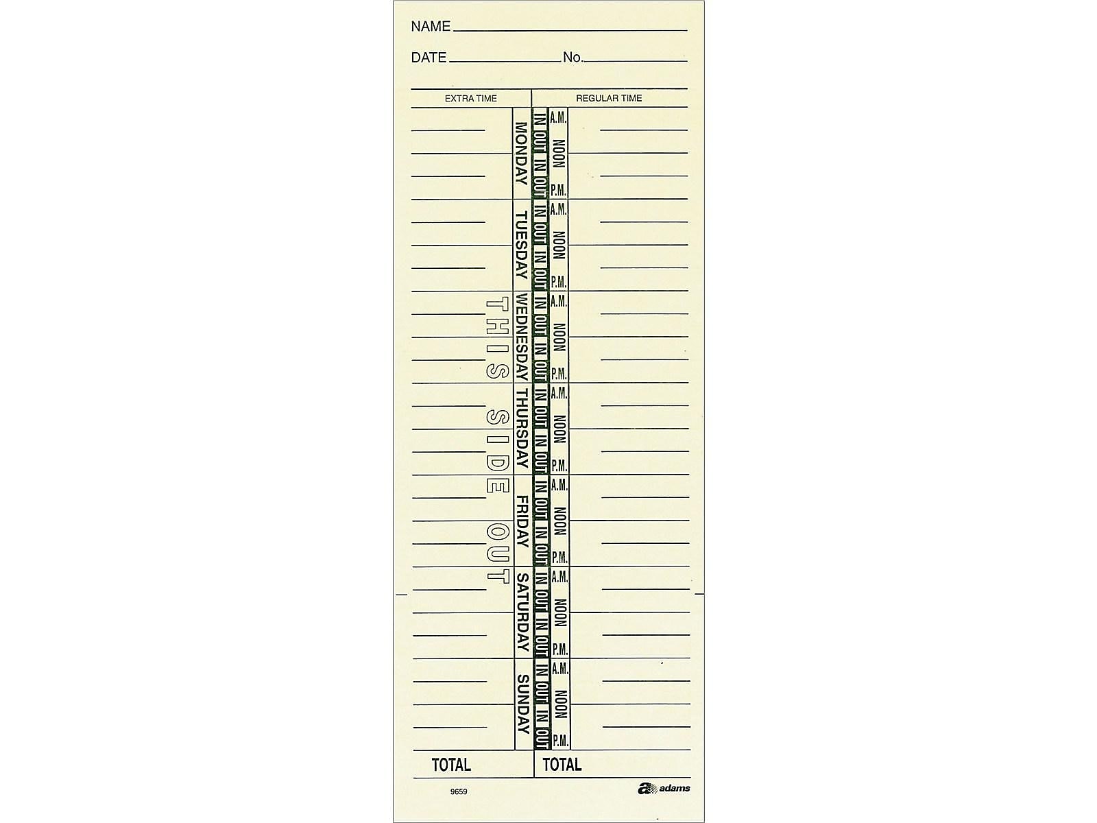 Adams Time Cards, 200/Pack