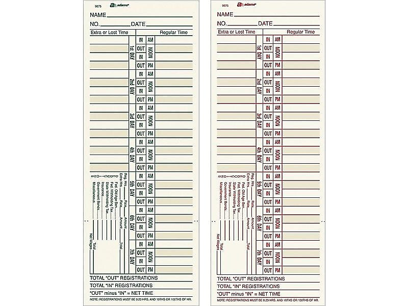 Adams Time Cards, 200/Pack