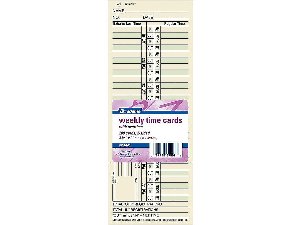 Adams Time Cards, 200/Pack
