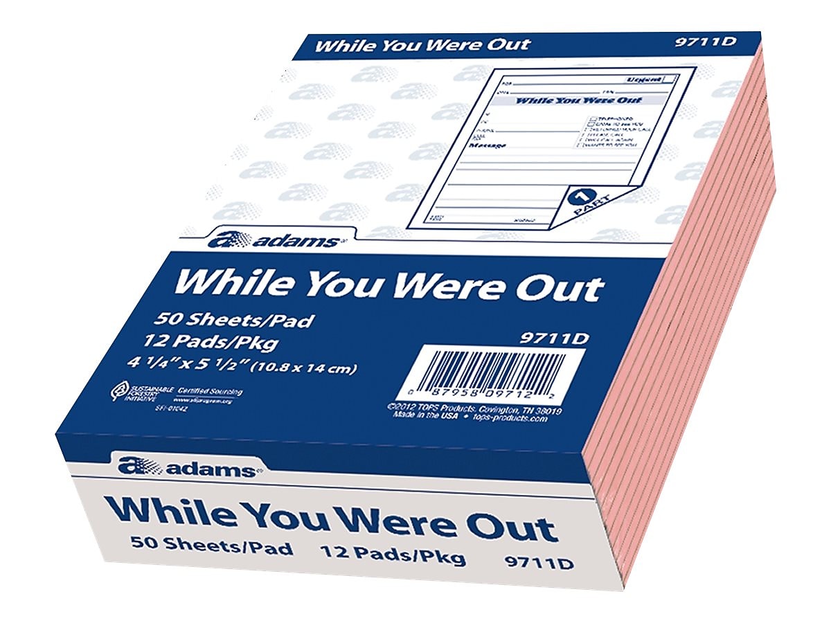Adams While You Were Out Message Pads, 4.25