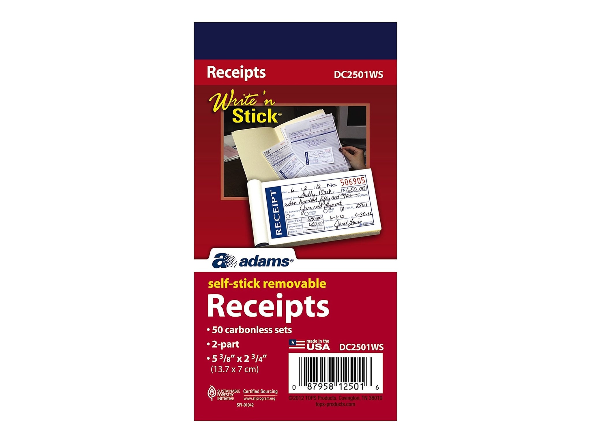 Adams Write 'N Stick Receipt Book, 2.75