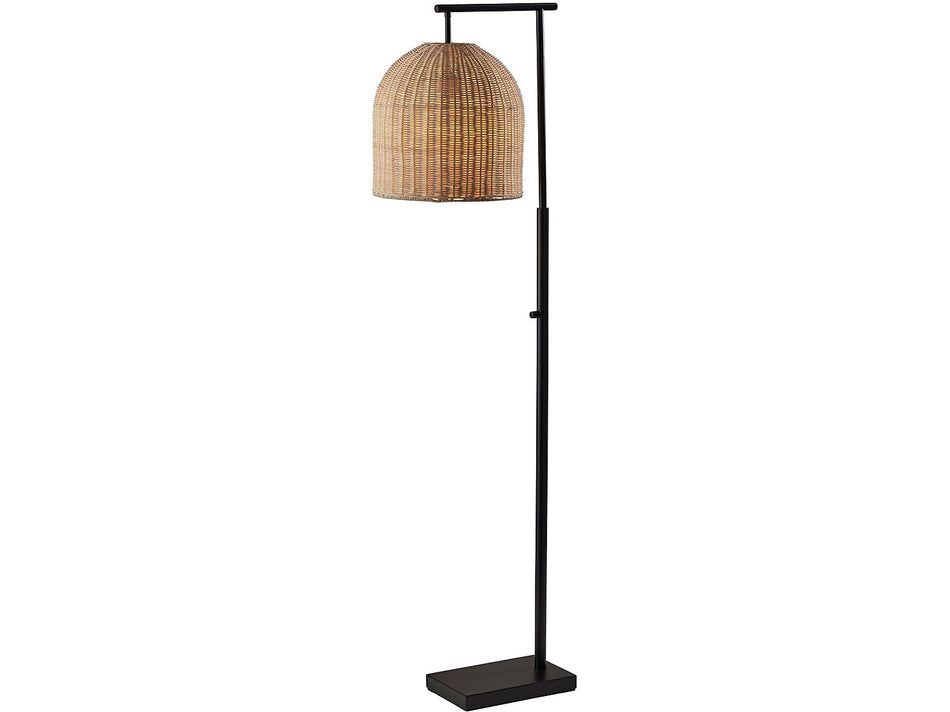 Adesso Bahama 58" Dark Bronze Floor Lamp with Dome Rattan Shade