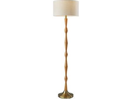 Adesso Eve 61.25" Natural Oak Floor Lamp with Off-White Drum Shade