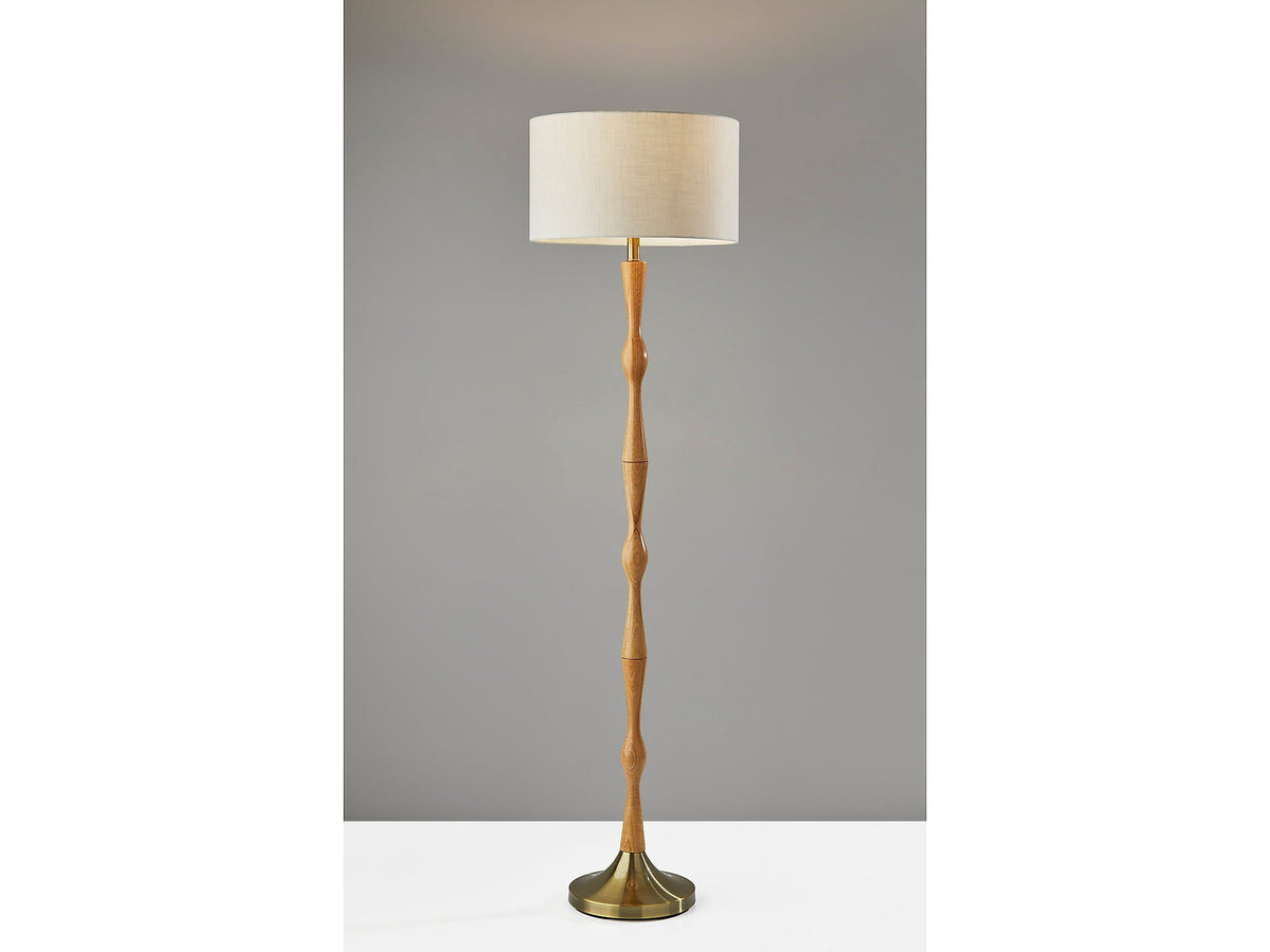 Adesso Eve 61.25" Natural Oak Floor Lamp with Off-White Drum Shade