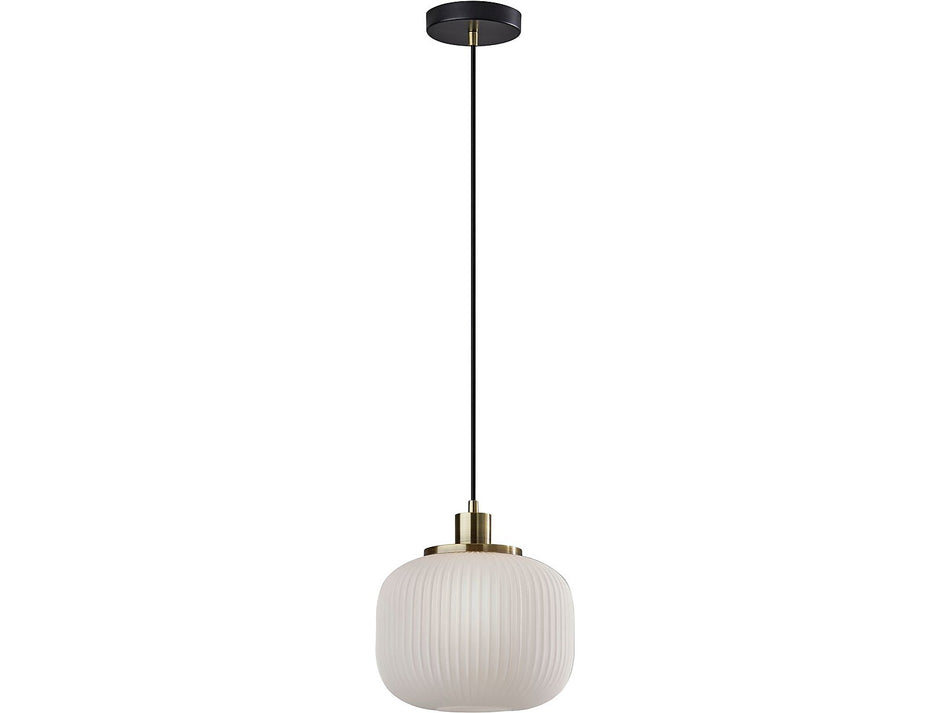 Adesso Hazel 1-Light Incandescent Pendant, Antique Brass/White