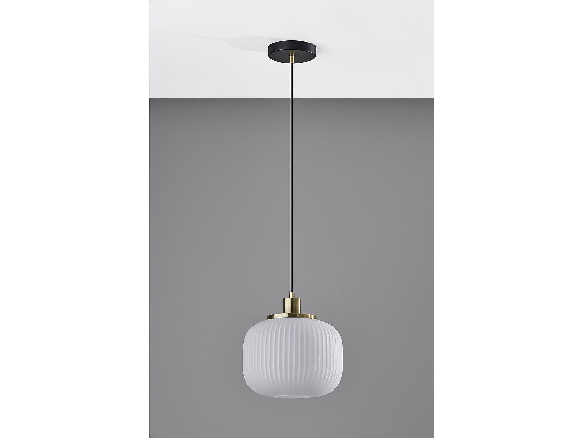 Adesso Hazel 1-Light Incandescent Pendant, Antique Brass/White