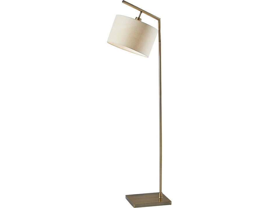 Adesso Reynolds 61" Antique Brass Floor Lamp with Drum Shade