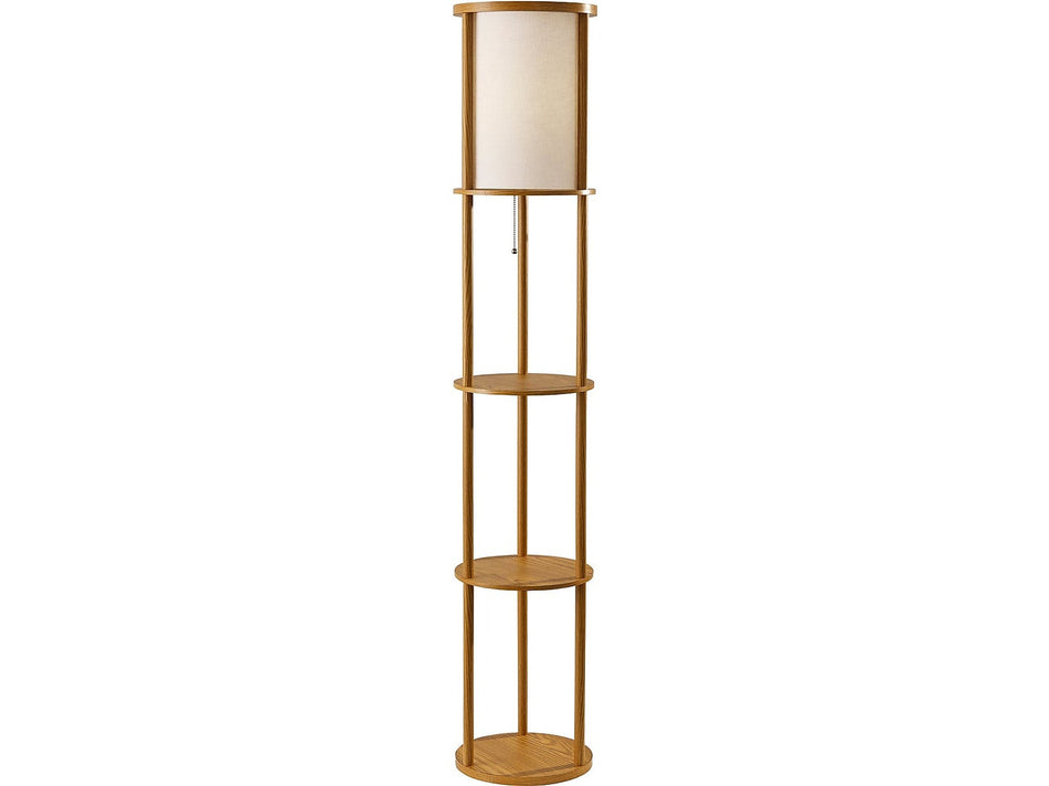 Adesso Stewart 62.5" Natural Wood Floor Lamp with Cylindrical Off-White Shade