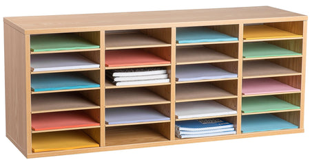 AdirOffice 24-Compartment Literature Organizer, 11.8" x 39.3", Oak