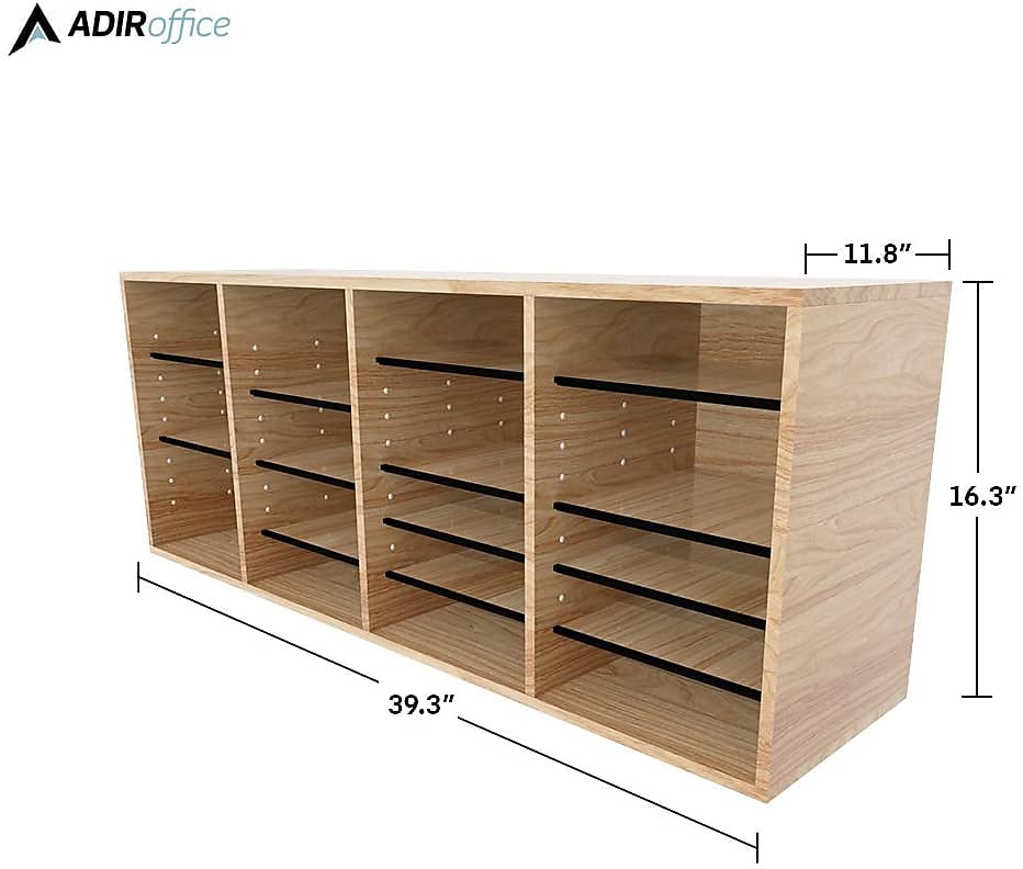 AdirOffice 24-Compartment Literature Organizer, 11.8" x 39.3", Oak